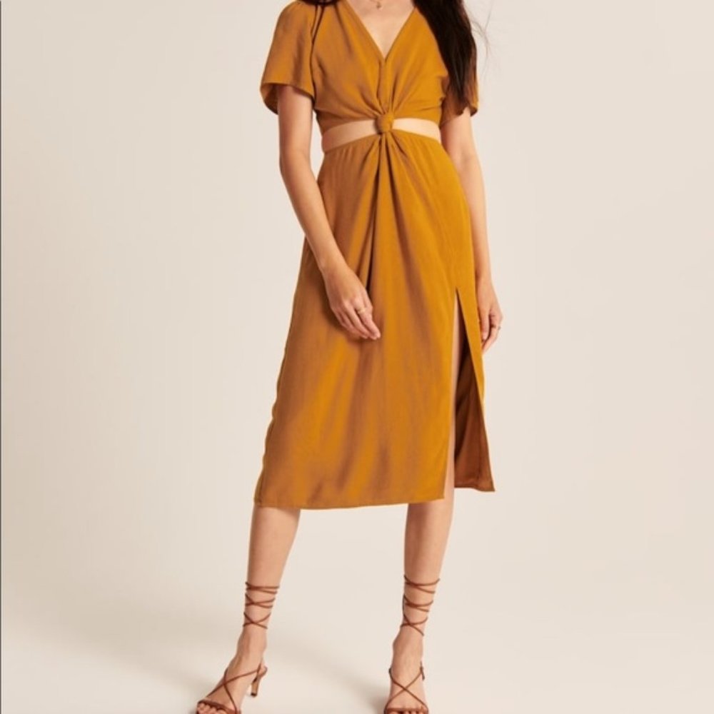 Knot-Front Cutout Midi Dress